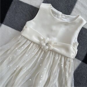 Girls’ 4T Cinderella Ivory Satin Sequin Formal Dress